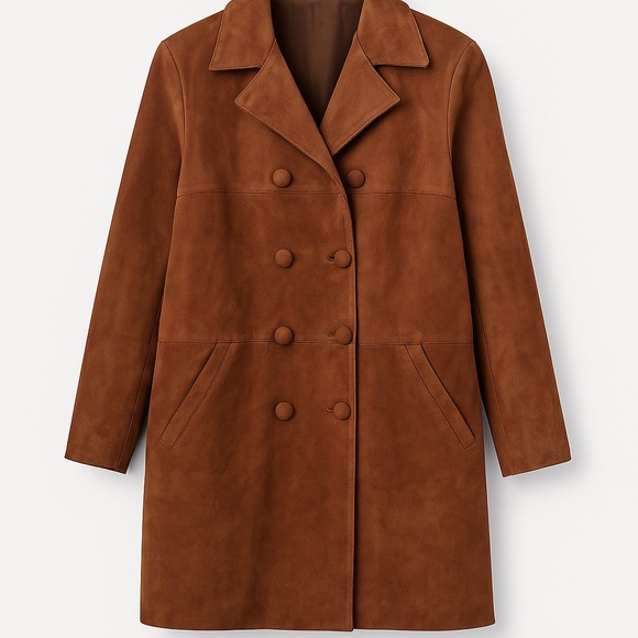 Jackets & Blazers - Elegant Brown Double-Breasted Women's Coat